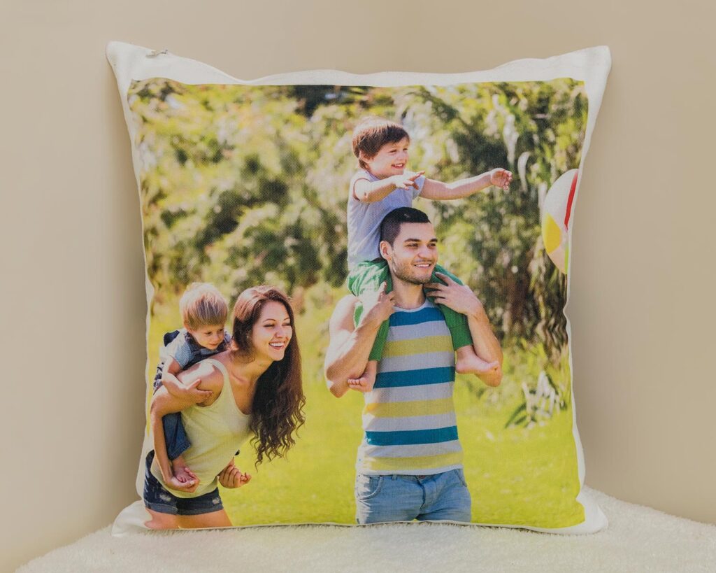 Personalised canvas photo cushion