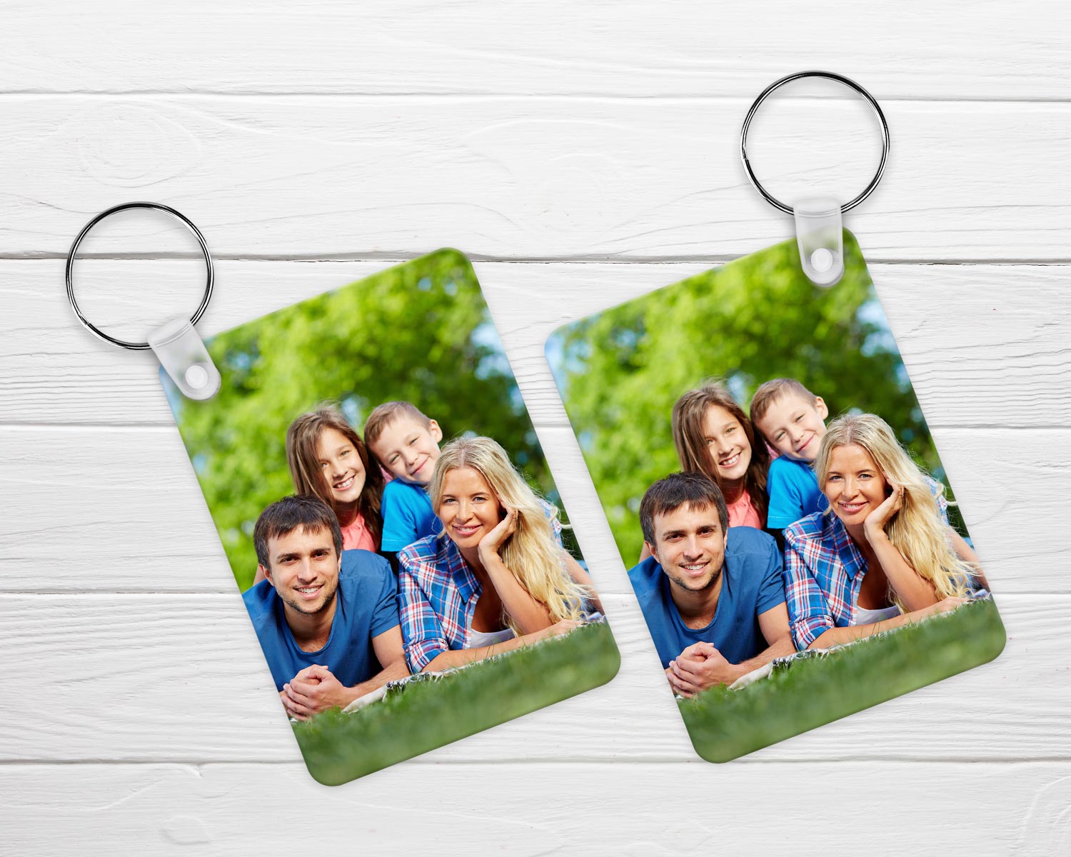 Double sided photo keyring