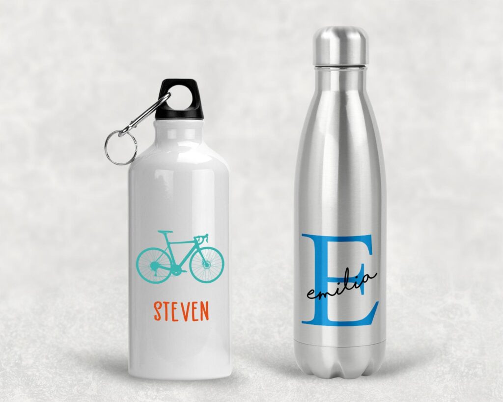 Designed personalised water bottles