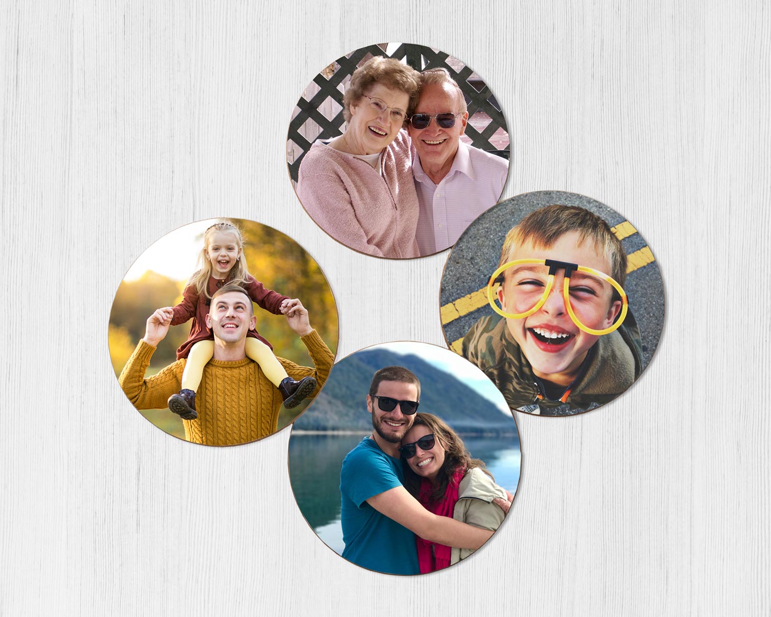 Round photo coasters